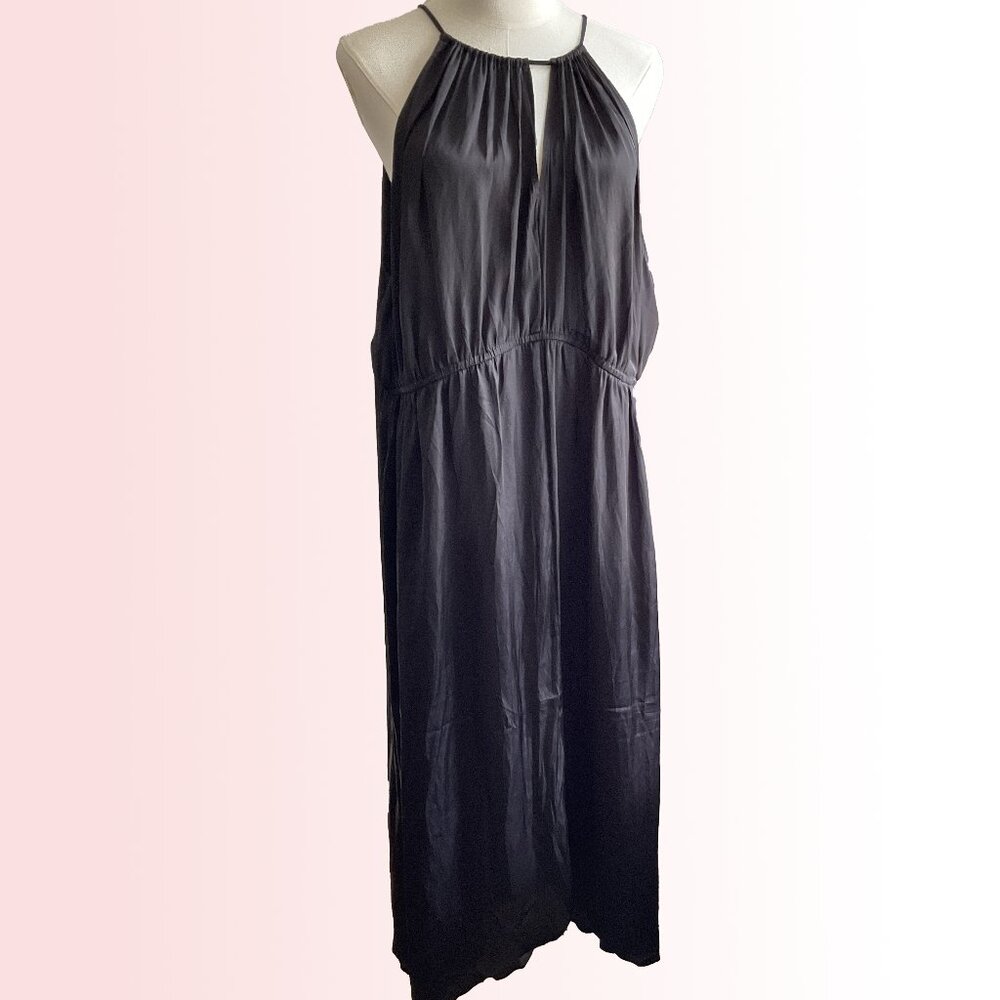 NWOT Old Navy halter high low dress - black satin with high neck detail